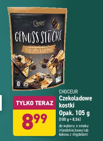 Kostki czekoladowe o smaku kokosu z migda艂ami Choceur promocja