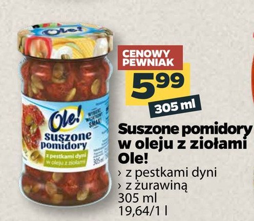Pomidory suszone w oleju z żurawiną i ziołami Ole! promocja