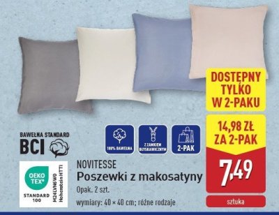 Poszewki z makosatyny 40 x 40 cm Novitesse promocja