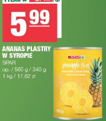 Ananas plastry w syropie SPAR promocja w SPAR