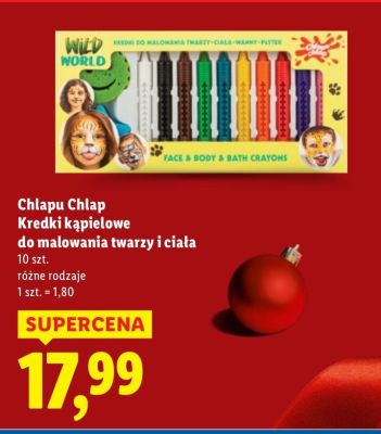 Kredki i kapielowe do malowania twarzy i ciała Chlapu Chlap promocja w Lidl