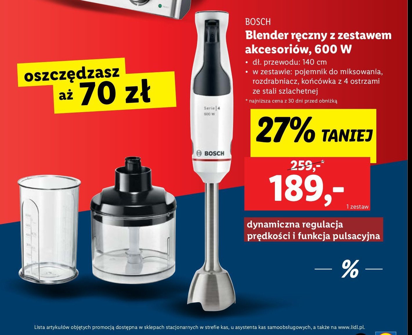 Blender 600w Bosch promocja w Lidl