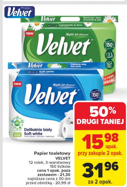 Papier toaletowy rumianek & aloes Velvet promocja