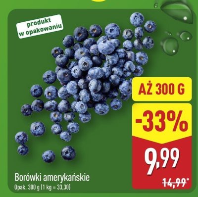 Borówki amerykańskie 300 g promocja w Aldi