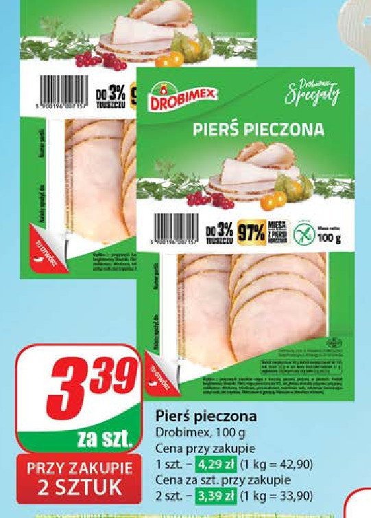 Pierś pieczona Drobimex promocja w Dino