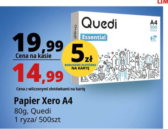 Papier ksero a4 Quedi essential promocja