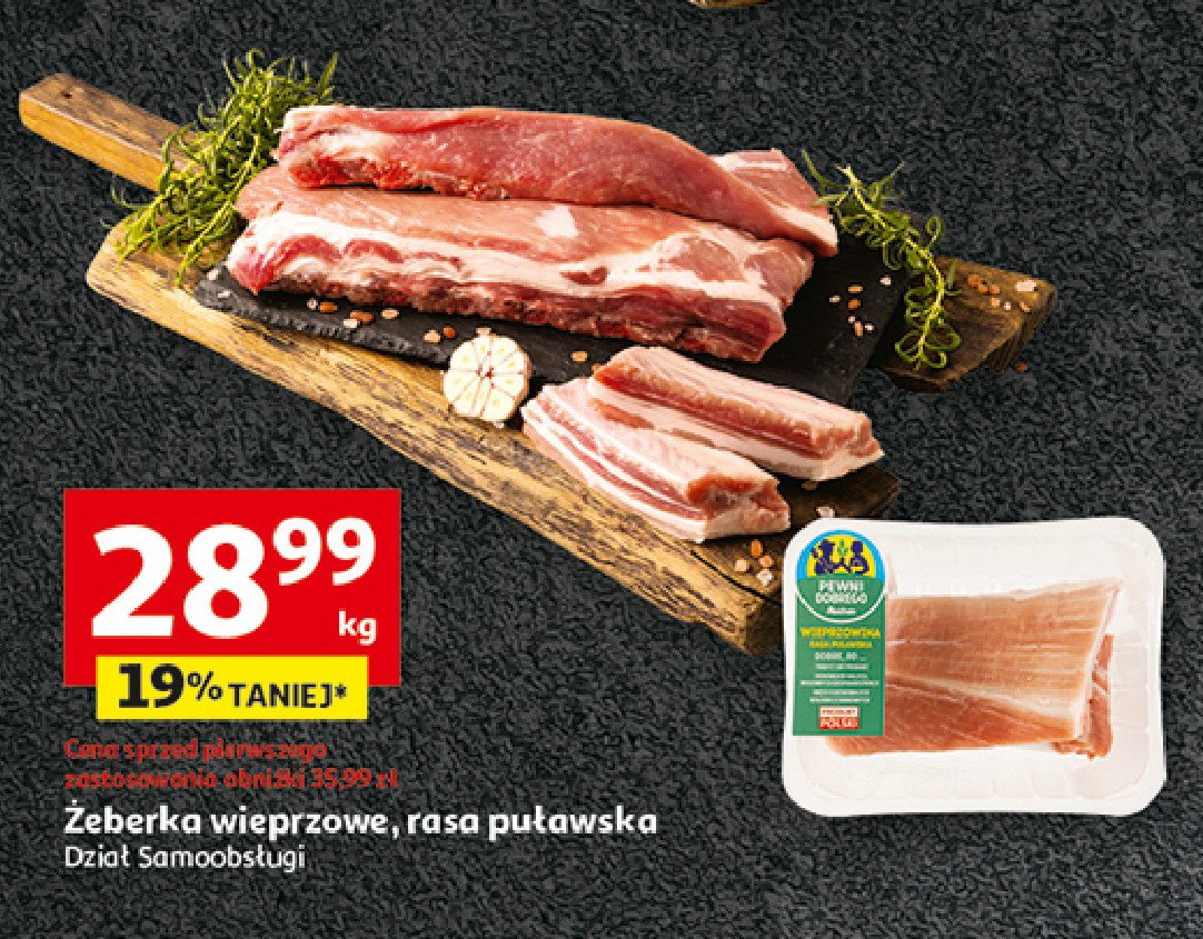 Żeberka wieprzowe rasy puławskiej Auchan pewni dobrego promocja