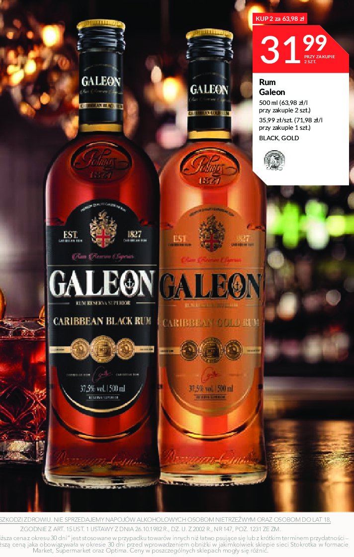 Rum Galeon gold promocja