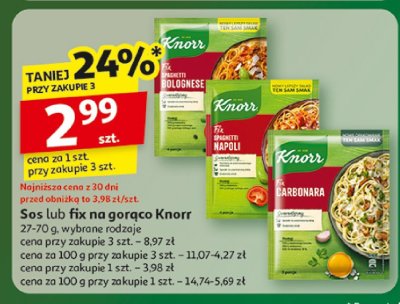 Sos lub fix na gorąco Knorr promocja w Auchan