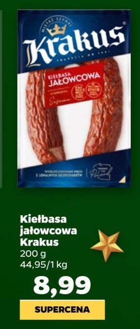 Kiełbasa jałowcowa Krakus animex promocja w Netto