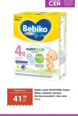 Mleko Bebiko Junior 4R NUTRIflor Expert z kleikiem ryżowym dla dzieci powyżej 2. roku życia promocja w Biedronka