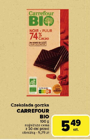 Czekolada gorzka Carrefour bio promocja w Carrefour