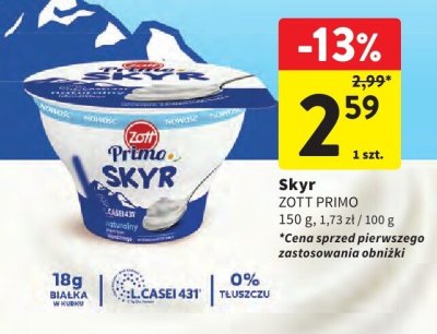 Skyr ZOTT PRIMO promocja w Intermarche