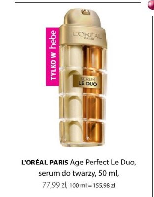Serum do twarzy L'ORÉAL PARIS Age Perfect Le Duo promocja w Hebe