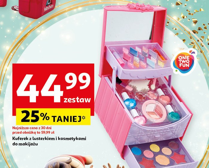 Kuferek na kosmetyki z lusterkiem One two fun promocja w Auchan