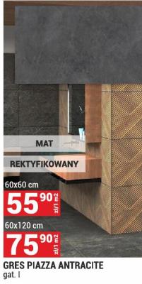 Płytki GRES PIAZZA ANTRACITE 60x60 cm promocja w Merkury Market
