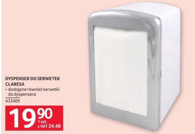 Dyspenser do serwetek Claresa promocja w Selgros