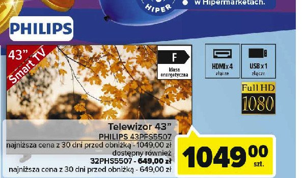 Telewizor led 43" 43pfs5507/12 Philips promocja