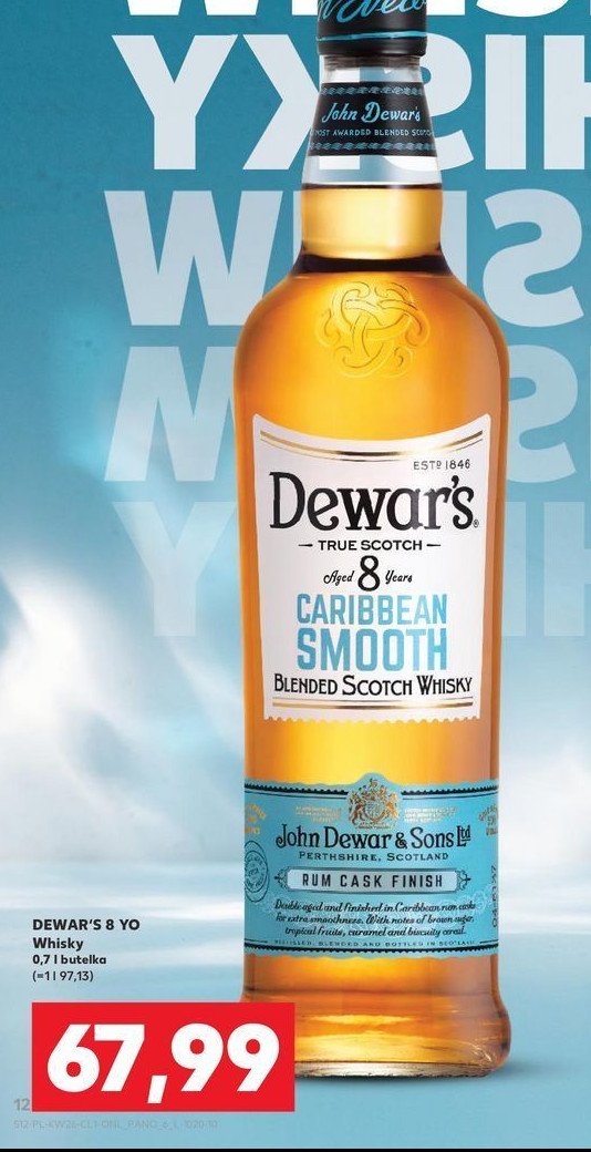 Whisky Dewar's 8 caribbean smooth promocja w Kaufland