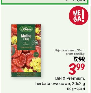 Herbatka malina z lipą Bifix premium promocja