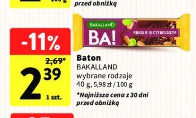 Baton orzeszki i bakalie w czekoladzie Bakalland ba! promocja
