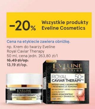 Krem koncentrat redukujący zmarszczki na dzień Eveline royal caviar therapy 50+ promocja