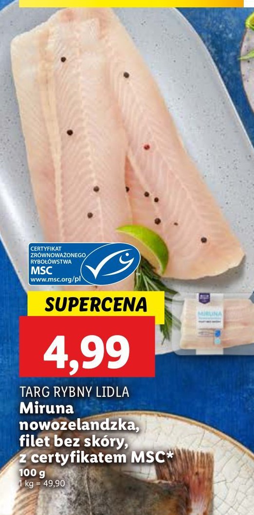 Miruna nowozelandzka filet bez skóry Rybny targ lidla promocja w Lidl