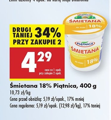 Śmietana 18% Piątnica promocja