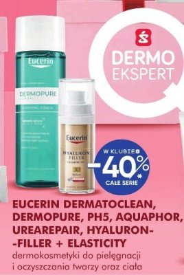 Dermokosmetyki Eucerin Dermatoclean, Dermopure, PH5, Aquaphor, Urearepair, Hyaluron-Filler + Elasticity do pielęgnacji i oczyszczania twarzy oraz ciała promocja w Super-Pharm