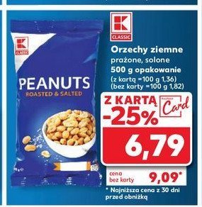 Orzeszki ziemne solone K-classic promocja w Kaufland