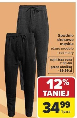 Spodnie dresowe męskie różne modele i rozmiary najniższa cena z 30 dni przed obniżką - 39,99 zł promocja w Carrefour