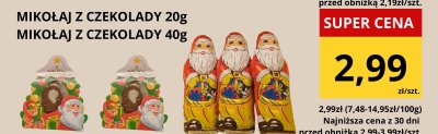 Mikołaj z czekolady 40g promocja w Supeco