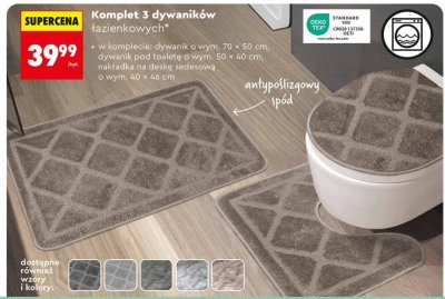 Komplet 3 dywaników łazienkowych antypoślizgowy promocja w Biedronka
