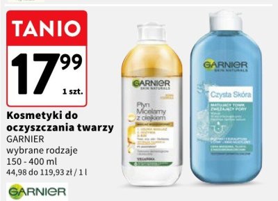 Kosmetyki do oczyszczania twarzy Garnier promocja w Intermarche
