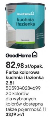 Farba kolorowa kuchnia i łazienka GoodHome promocja w Castorama
