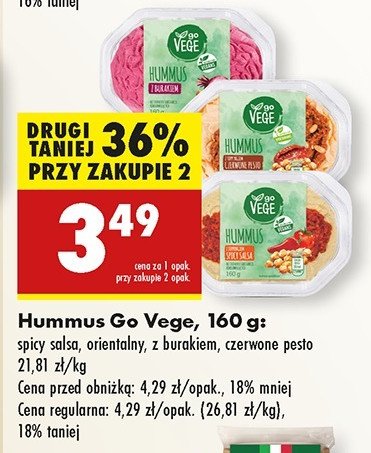 Hummus z toppingiem spicy salsa Govege promocja w Biedronka