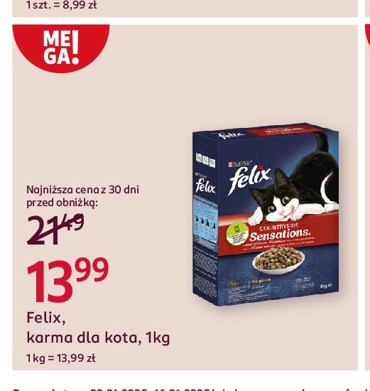 Karma dla kota z wołowina Purina felix sensations promocja