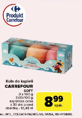 Musujące kule do kąpieli z olejkiem awokado i olejkiem z pestek winogron Carrefour soft promocja w Carrefour