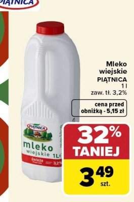 Mleko wiejskie PIATNICA promocja w Carrefour