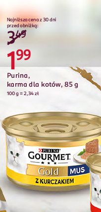 Karma dla kota mus z kurczakiem Purina gourmet gold promocja w Rossmann