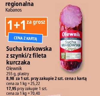 Kiełbasa krakowska sucha z fileta kurczaka Olewnik promocja