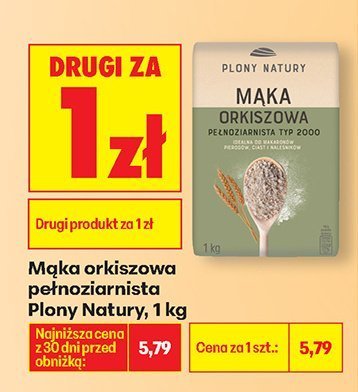 Mąka orkiszowa pełnoziarnista Plony Natury, 1 kg promocja w Biedronka