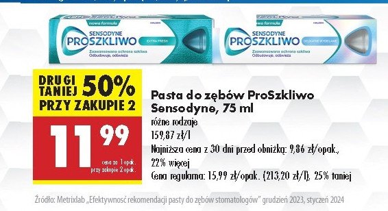 Pasta do zębów Sensodyne pro szkliwo extra fresh promocja w Biedronka