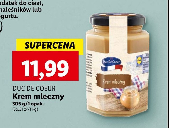 Krem mleczny z normandii Duc de coeur promocja