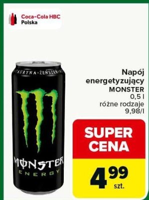 Napój energetyzujący Monster 0,5 l różne rodzaje promocja w Carrefour