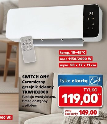 Ceramiczny grzejnik ścienny SWITCH ON TKWHB2000 promocja w Kaufland