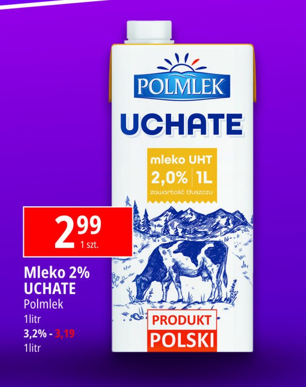 Mleko 3.2% Uchate promocja w Leclerc