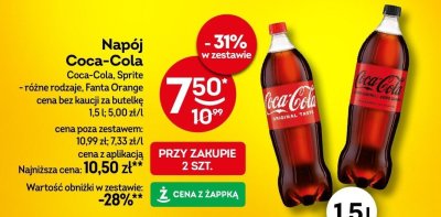 Napój Coca-Cola, Sprite, Fanta Orange 1,5l promocja w Żabka