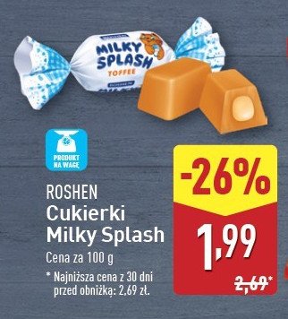 Cukierki milky splash Roshen promocja w Aldi