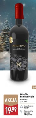 Wino Bio Primitivo Puglia promocja w Aldi